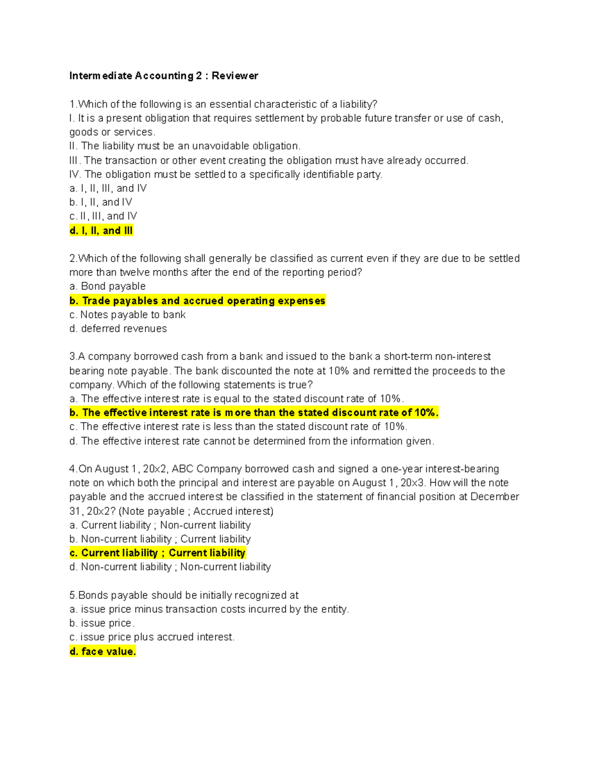 Intermediate Accounting 2: Comprehensive Reviewer for Final Exam - Studocu