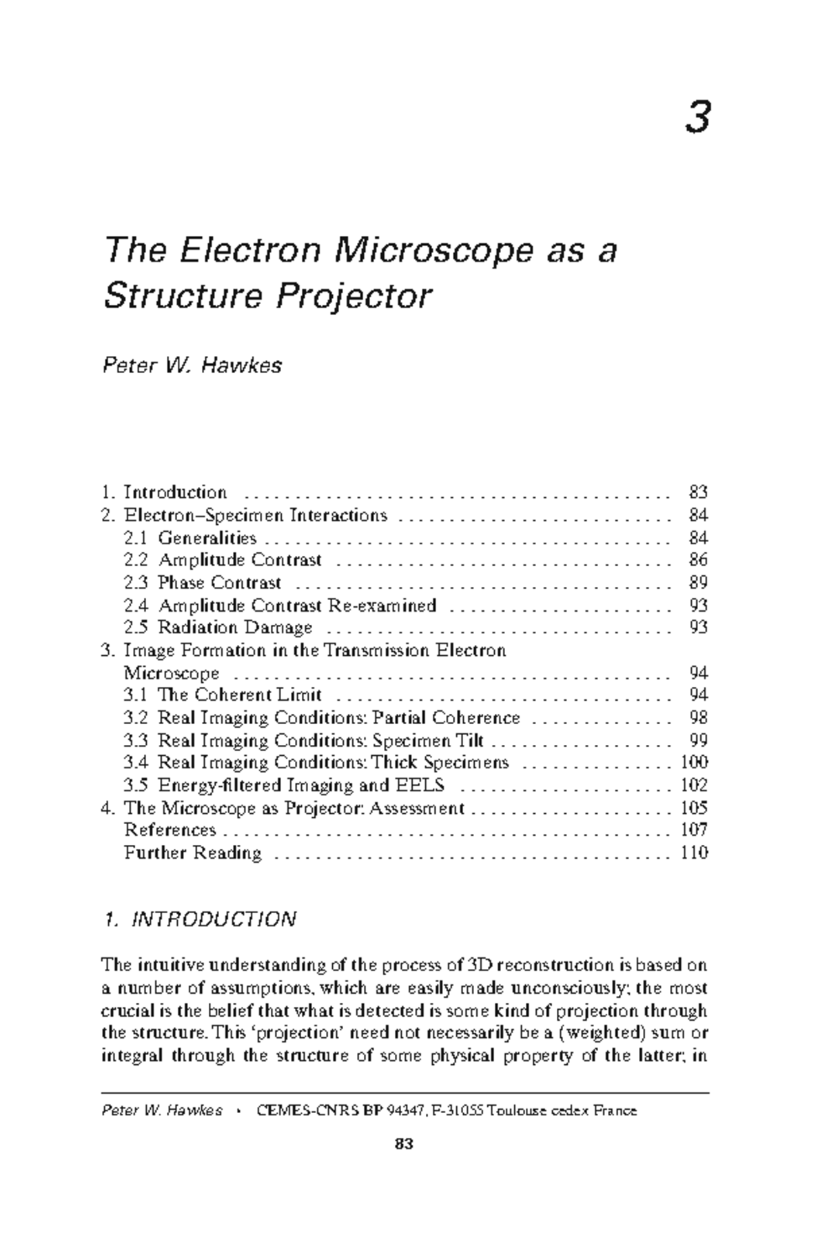 Electron Microscope as a Structure Projector - Lecture Notes BP 94347 ...