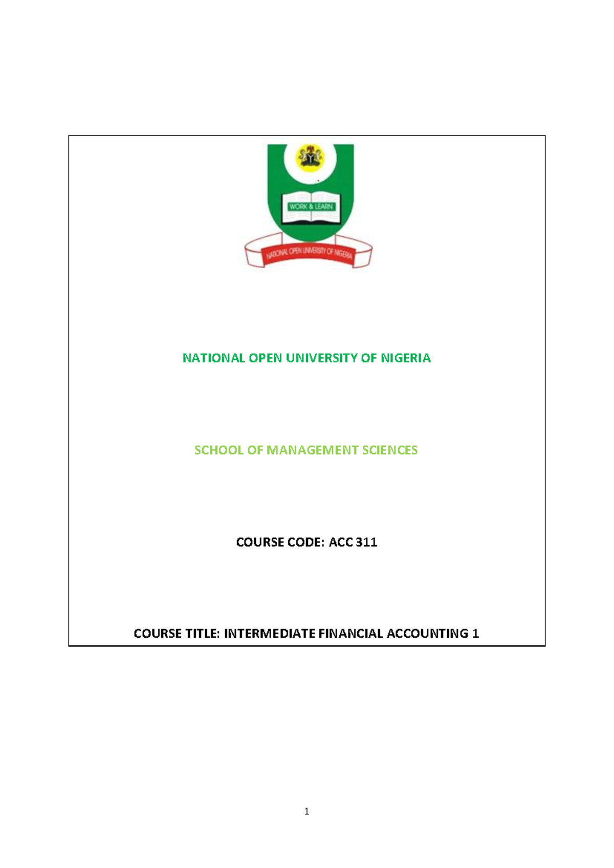 ACC311 - Course Guide for Intermediate Financial Accounting 1 - Studocu
