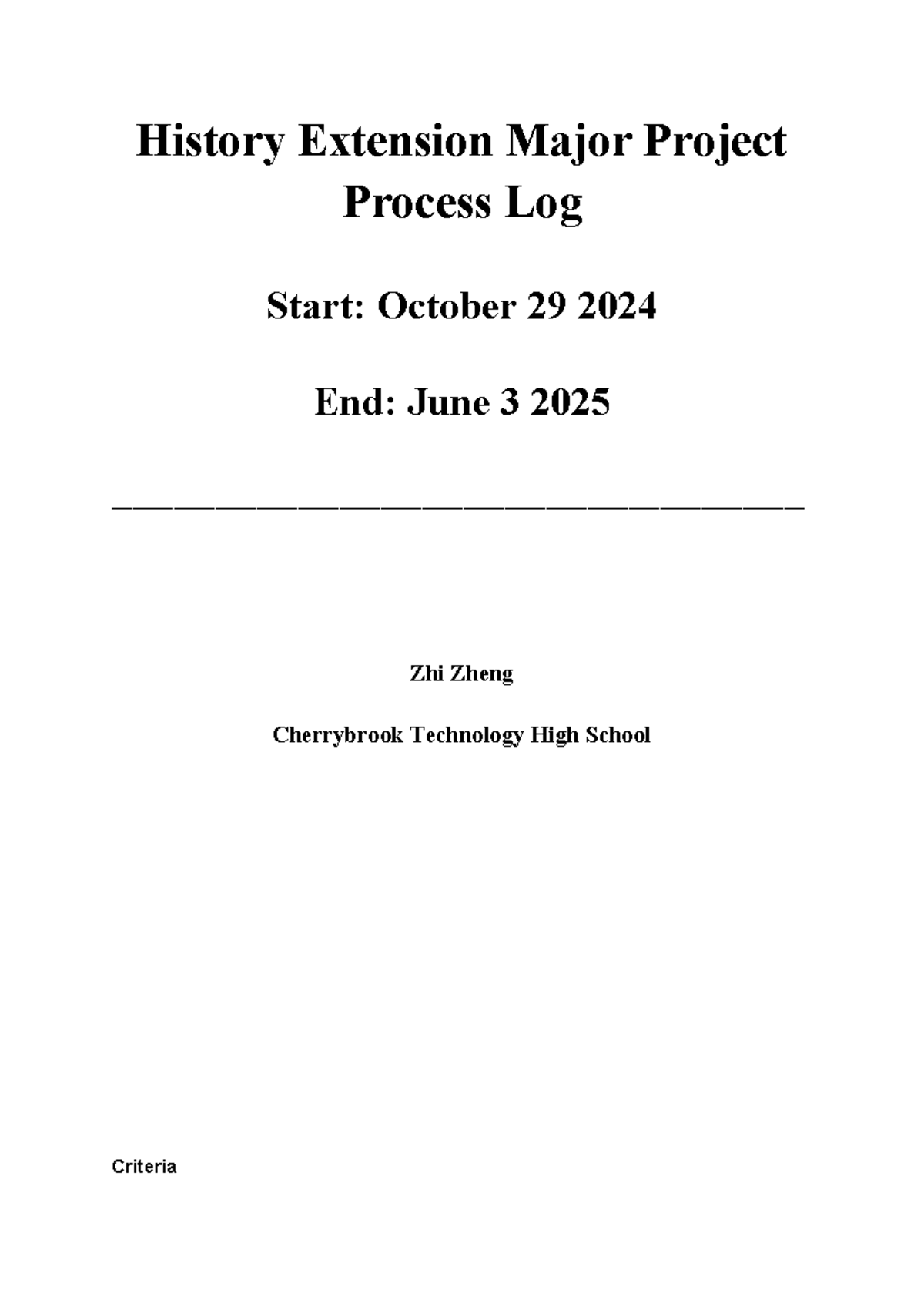 History Extension (HIST3001) Major Project Process Log: 2024-2025 - Studocu