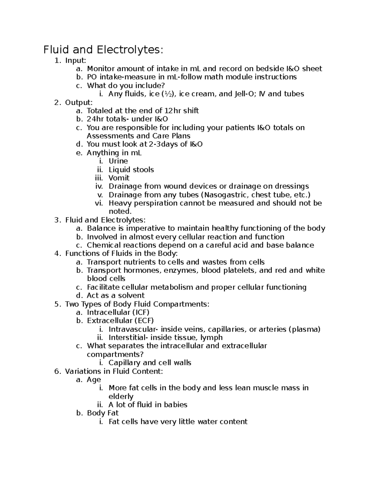 Fluid and Electrolytes Overview for Nursing S19: Key Concepts and Care ...