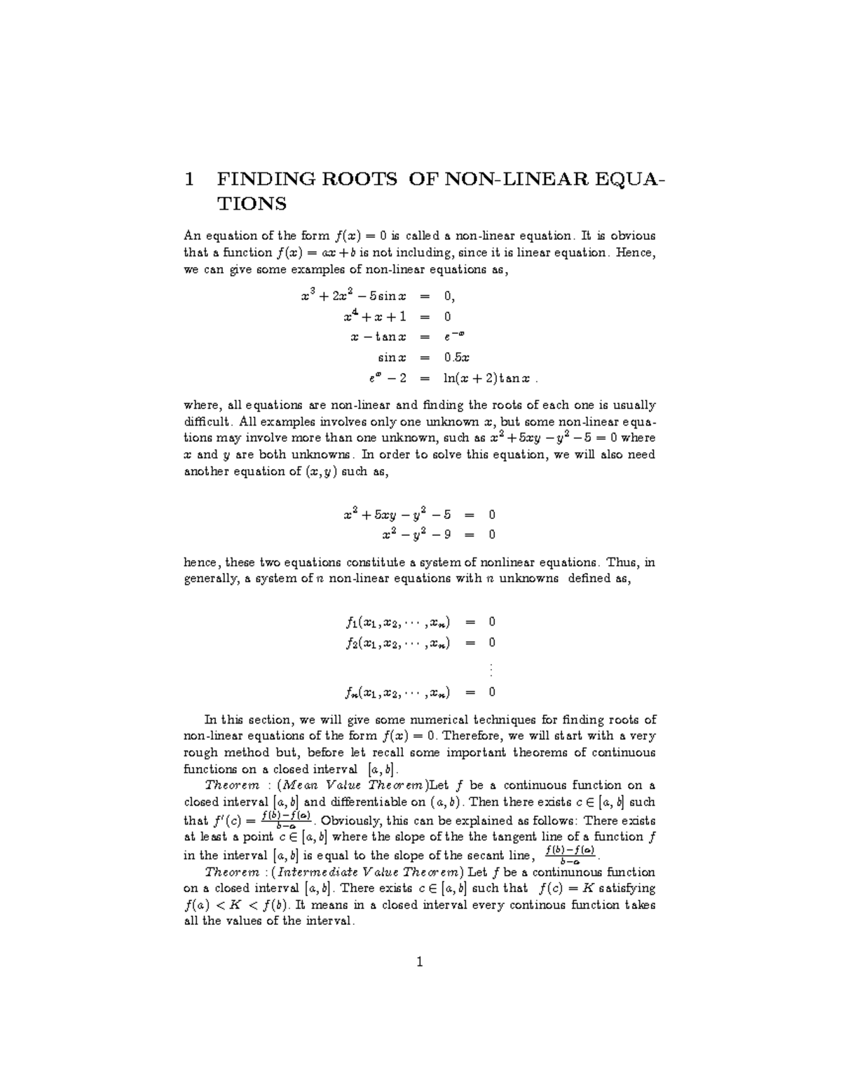 Numerical Analysis: Finding Roots of Nonlinear Equations (Course Code ...