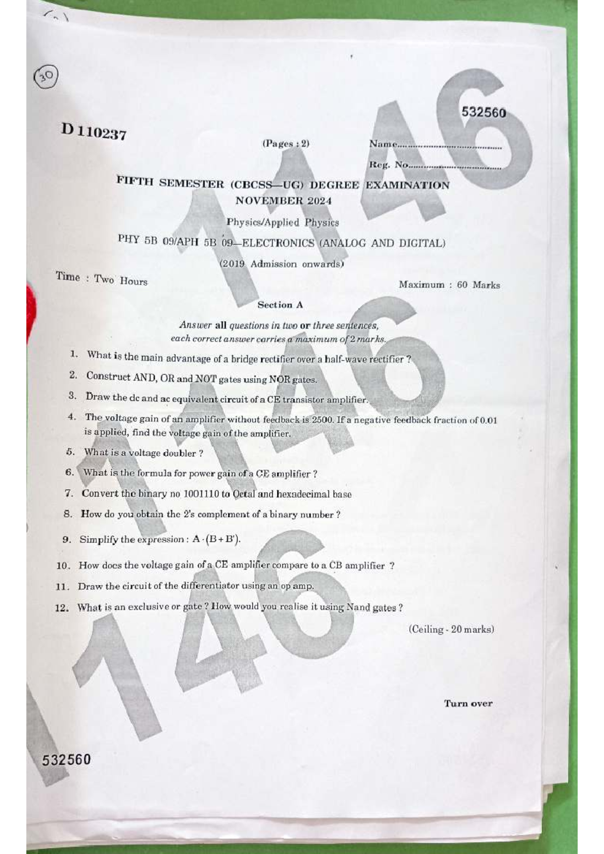 Electronics-1: PHY 5B (Analog and Digital) Exam Notes - Studocu