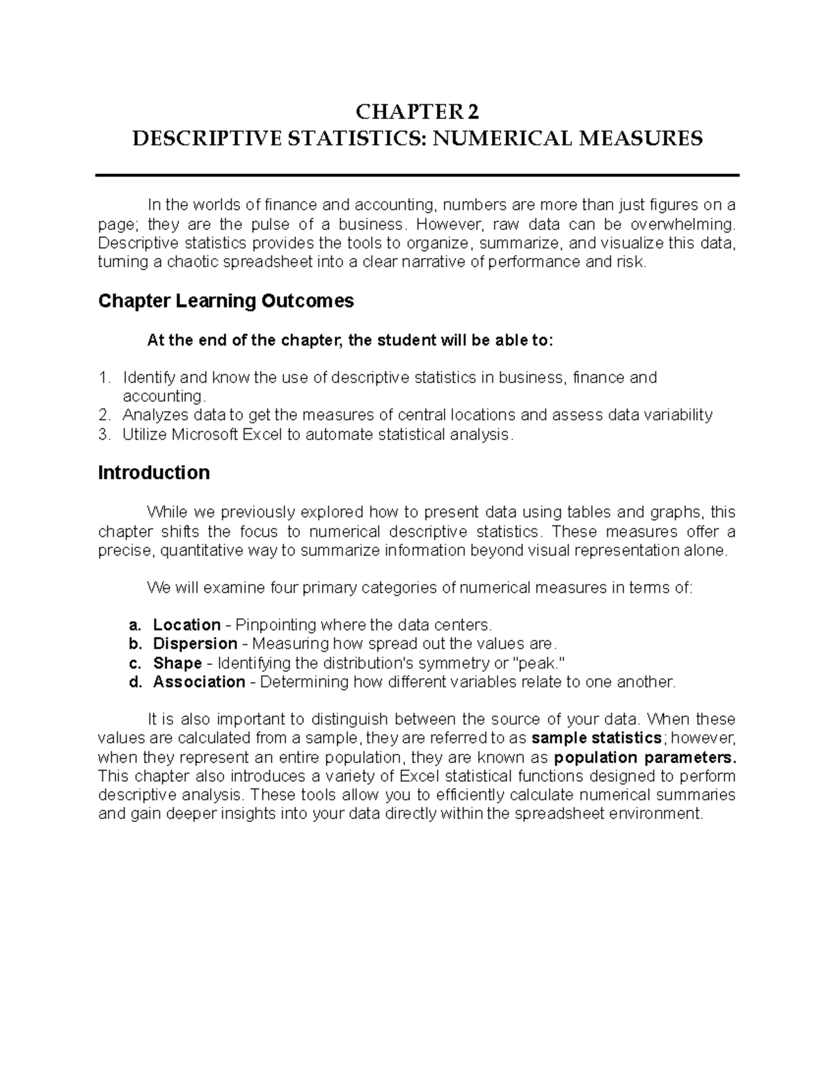 Chapter-2-Descriptive-Statistics Numerical-Measures - Accountancy - Studocu