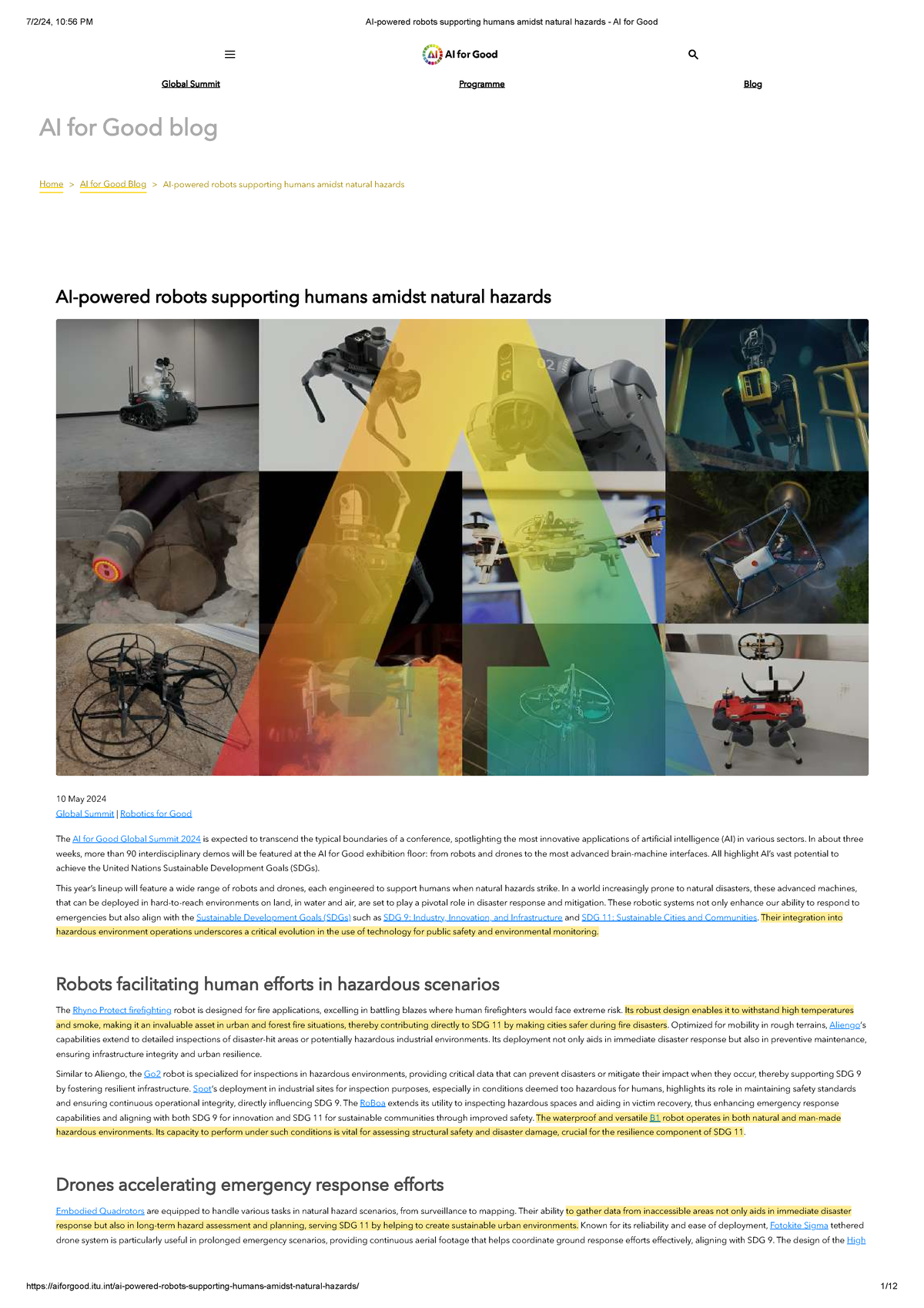 AI-Powered Robots Supporting Humans in Natural Hazards - AI for Good ...