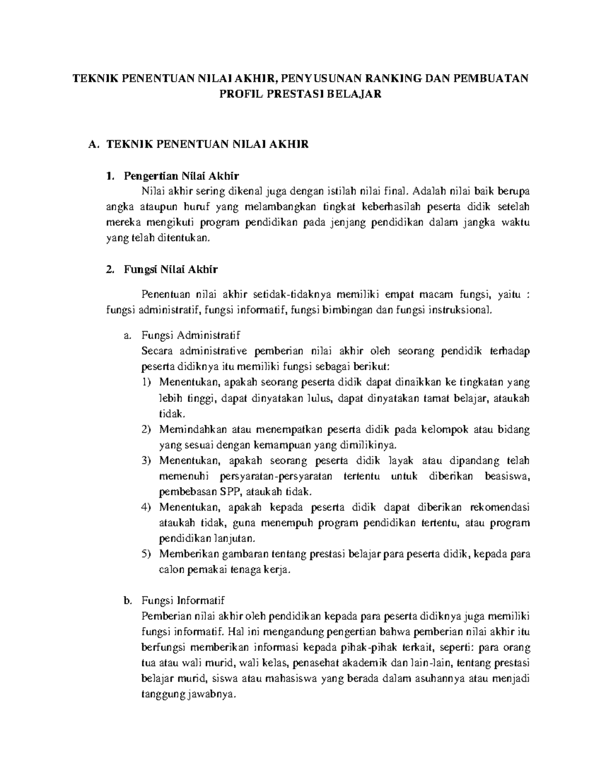 Teknik Penentuan Nilai Akhir dan Penyusunan Ranking - Kode: TPN-101 ...