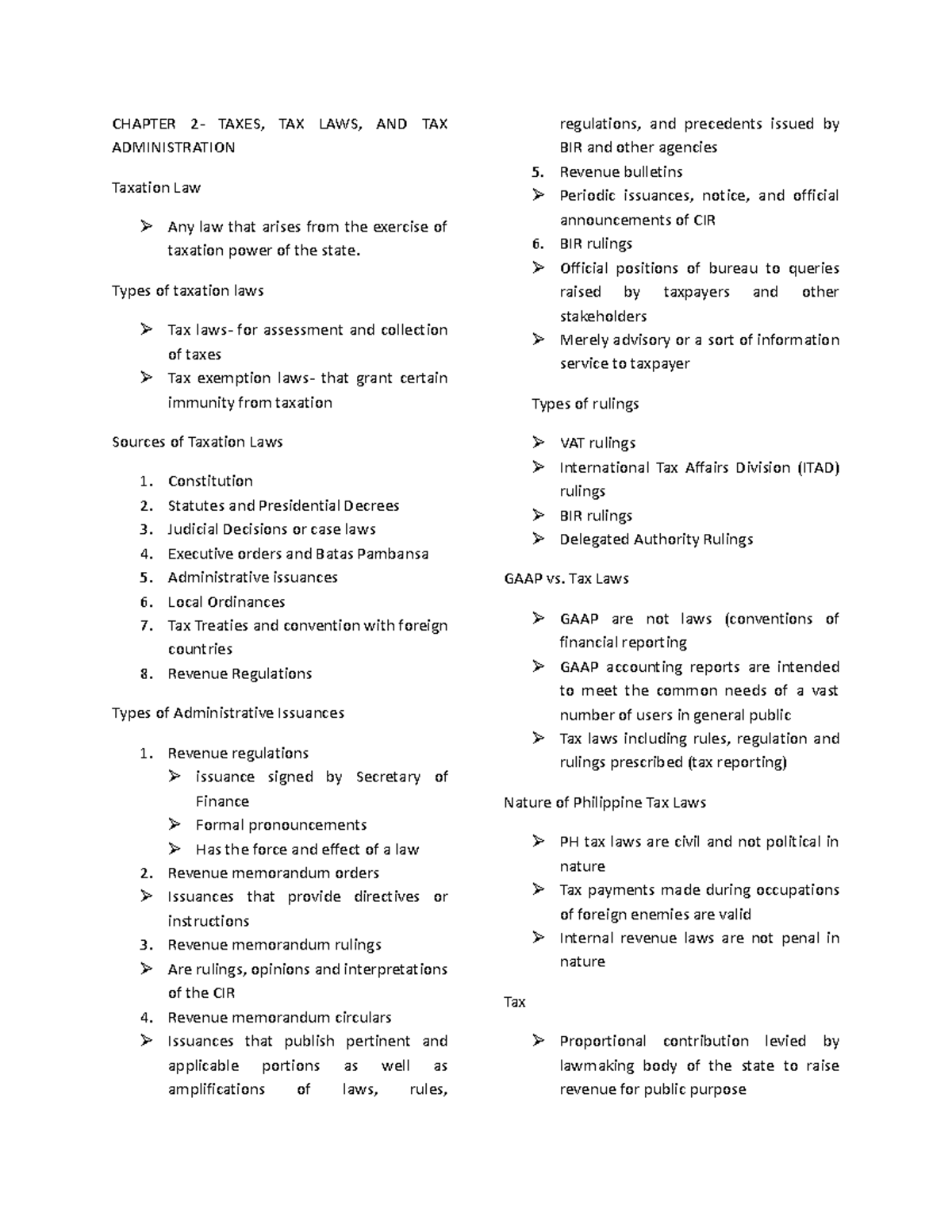 Chapter 2-Incometax - Notes - CHAPTER 2- TAXES, TAX LAWS, AND TAX ...