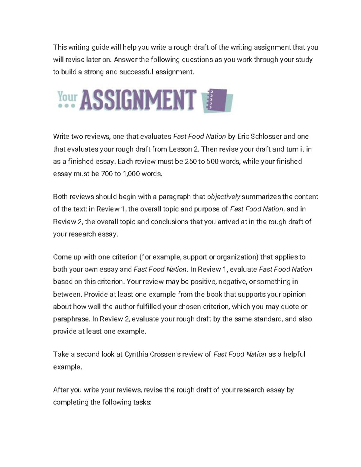 English Unit 4 Lesson 3 - Writing Guide for Research Project Drafts ...