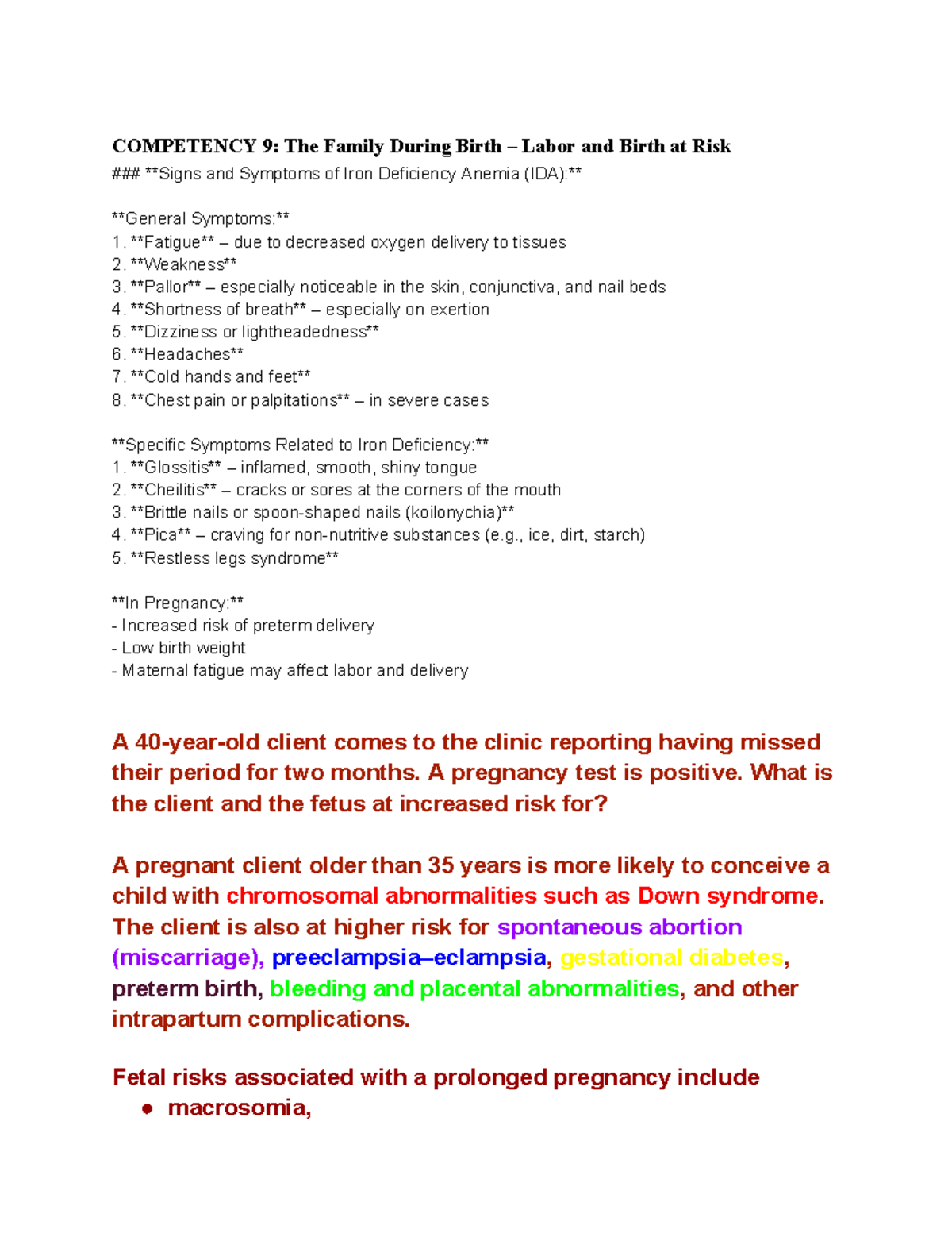 Updated Blueprint 1030: Exam 3 - Labor and Birth Complications - Studocu