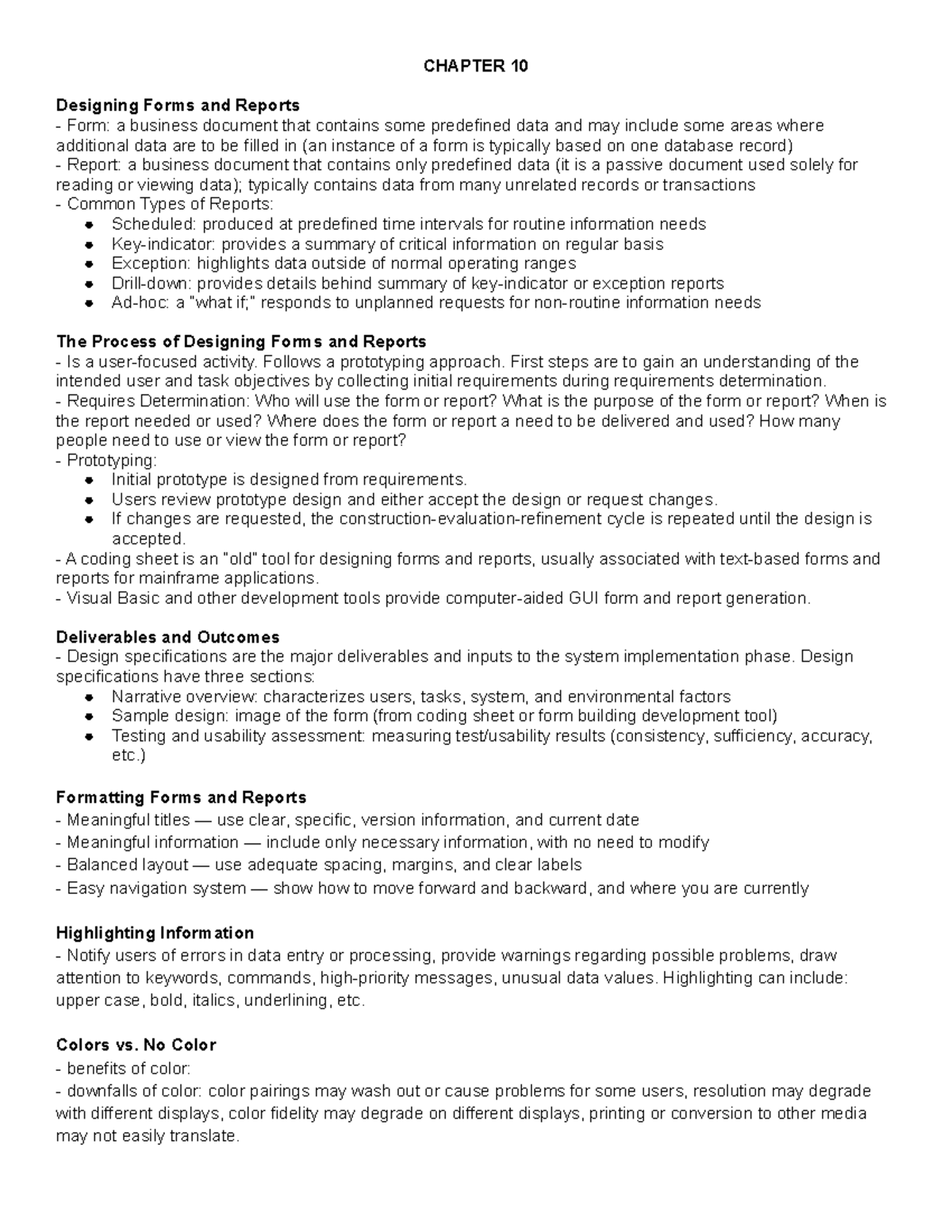 Chapter 10 - CHAPTER 10 Designing Forms and Reports Form: a business ...