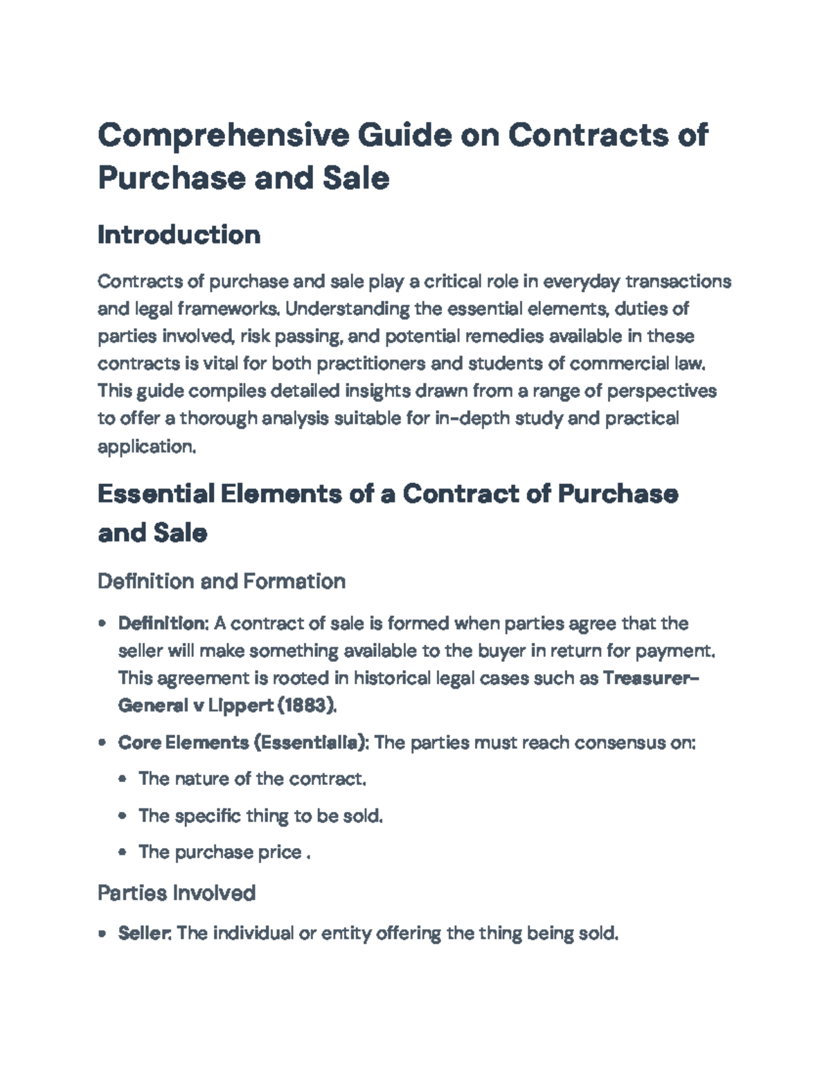 Comprehensive Guide on Contracts of Purchase and Sale (Commercial Law ...