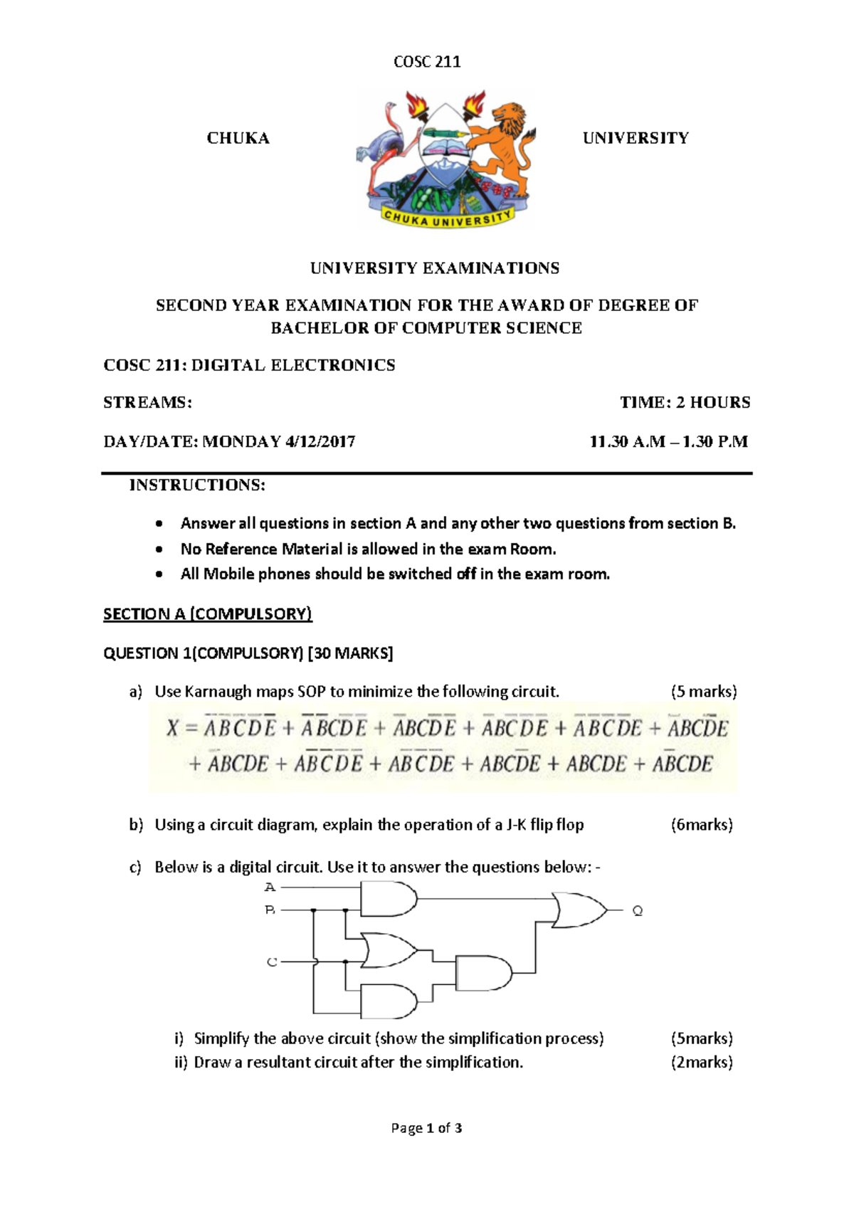 COSC 211 FINAL EXAM - Practice Questions and Instructions - Studocu