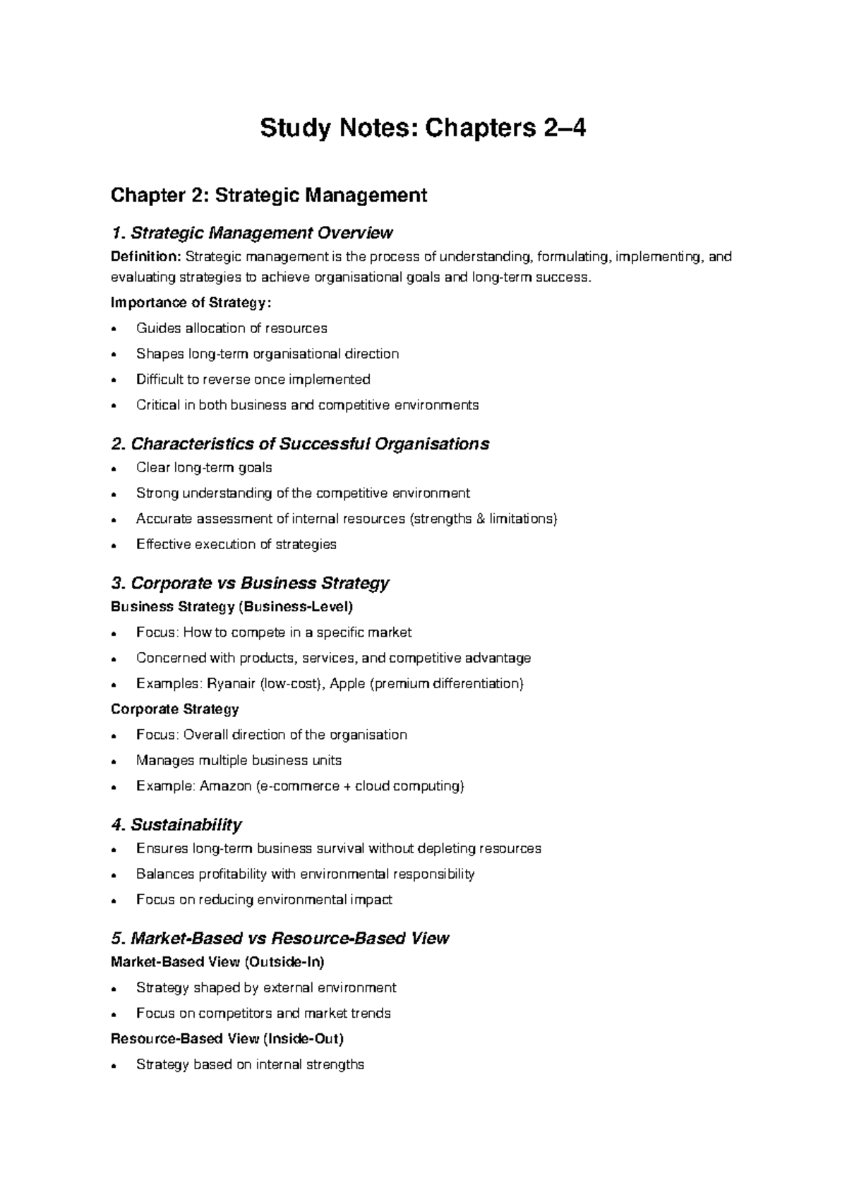 Strategic Management & SCM Notes: Key Concepts & Insights - Studocu
