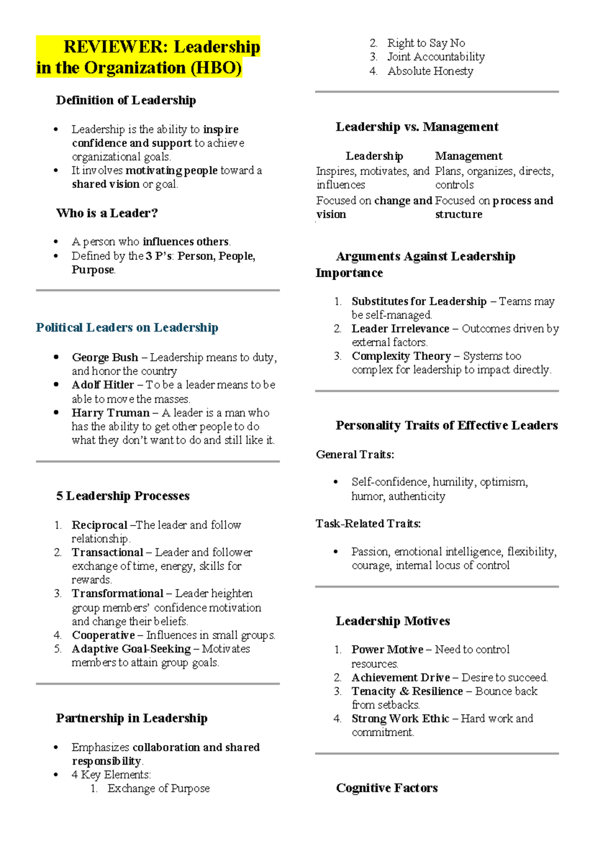 Reviewer HBO: Leadership, Power, Conflict, and Organizational Structure ...