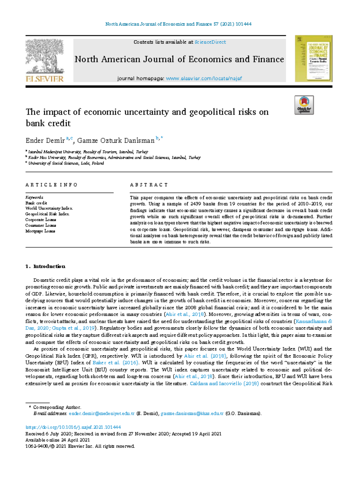 The Impact of Economic Uncertainty and Geopolitical Risks on Bank ...