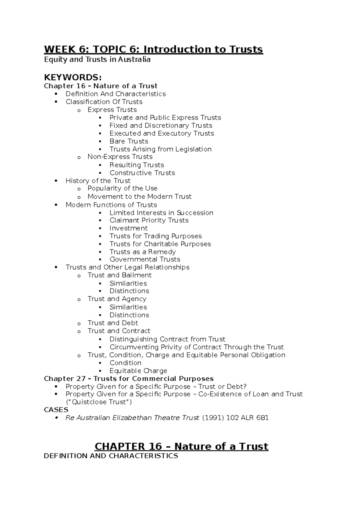 Week 6 Topic 6: Intro to Trusts in Australia - Key Concepts and ...