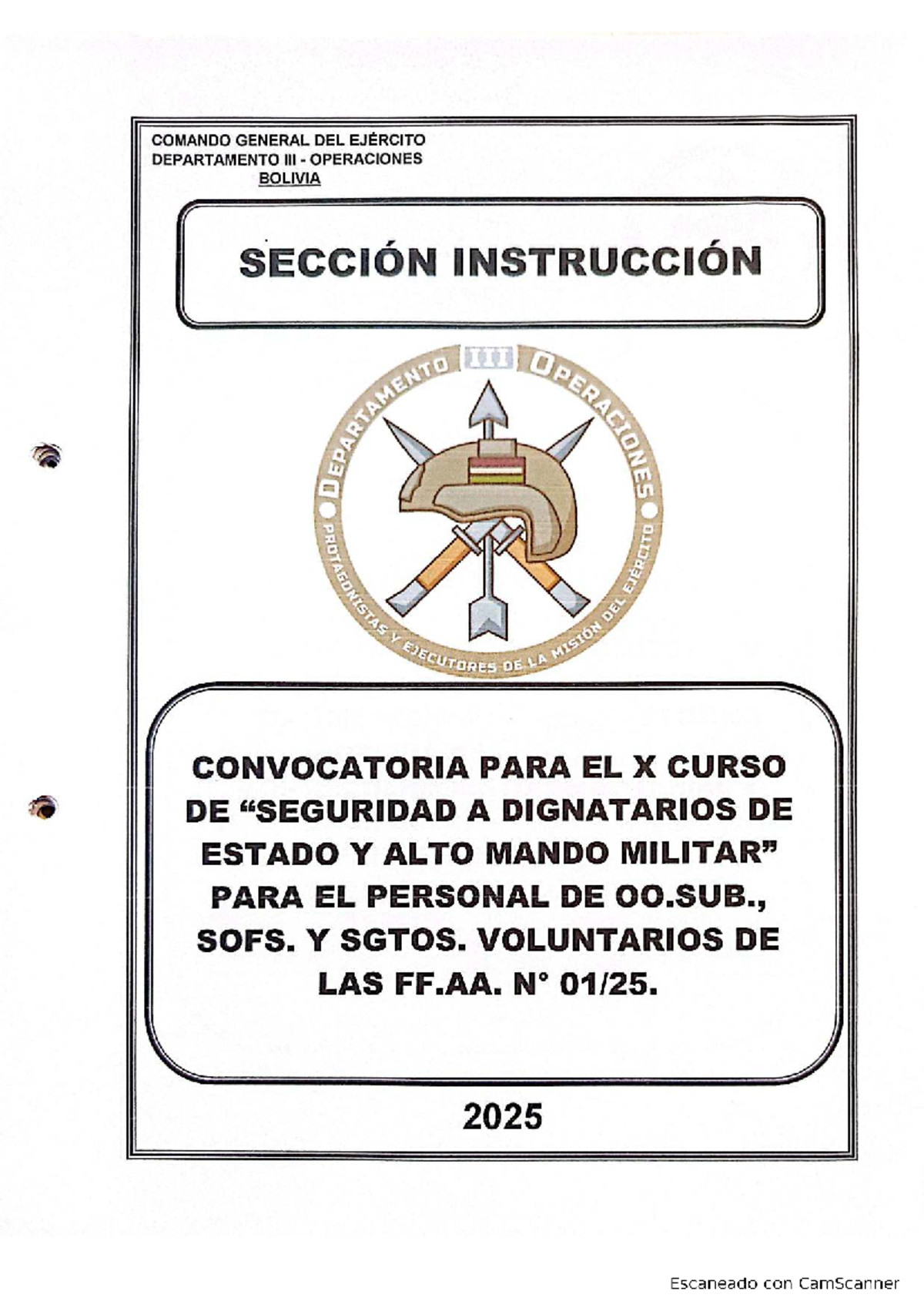 Convocatoria para el X Curso de Seguridad a Dignatarios de Estado 2025 - Document Preview