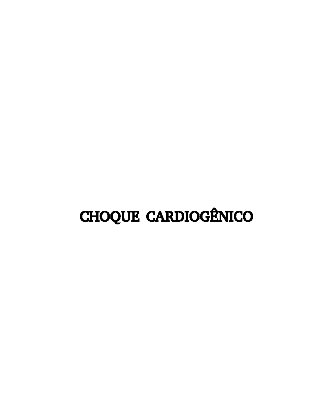 PR2 Choque Cardiogênico: Definição, Fisiopatologia e Tratamento - Studocu