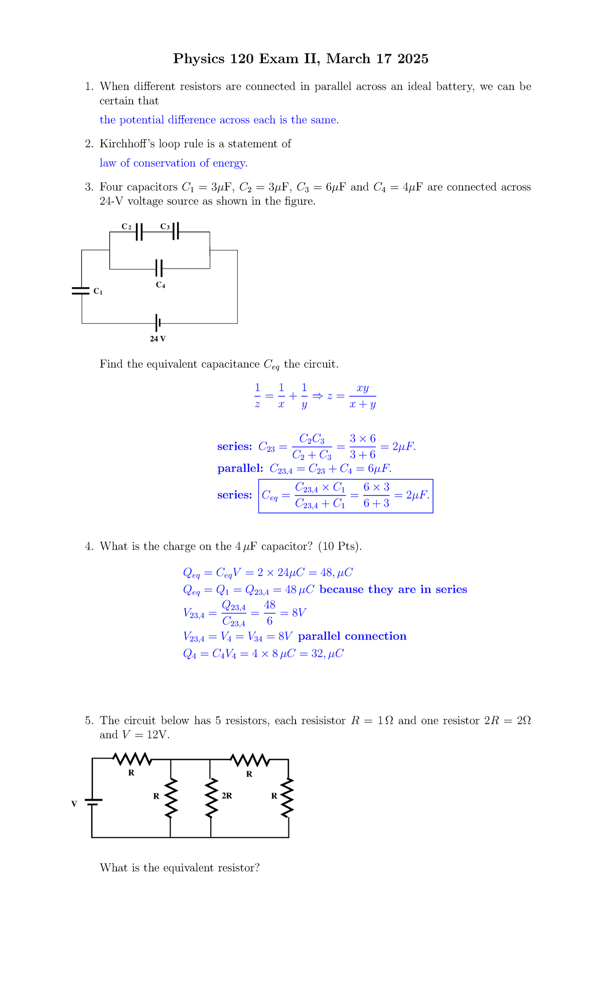 Physics 120 Exam II Solutions - Practice for March 17, 2025 - Studocu