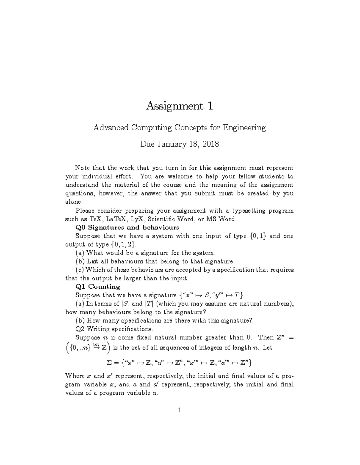 Advanced Computing Concepts Assignment 1 (ENGR301) - Studocu
