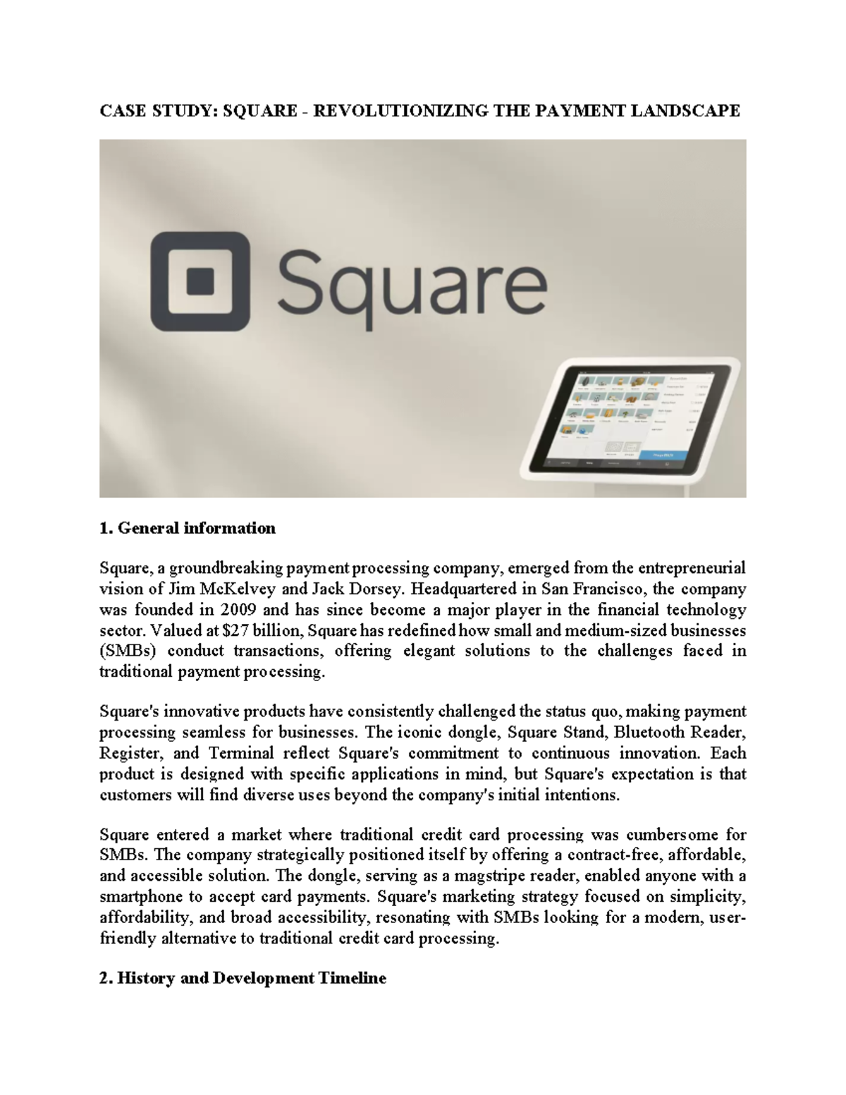Company Case Study: Square (Rev. Payment Processing Trends) - Studocu