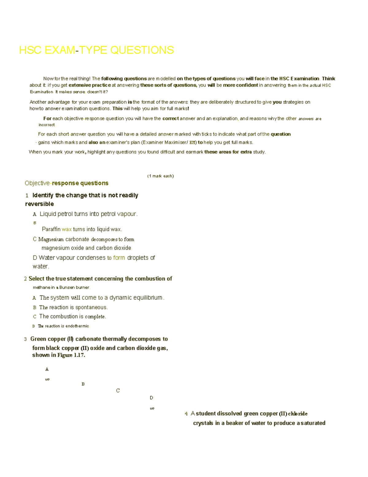 HSC Exam Revision Questions: Practice for Success in Chemistry - Studocu