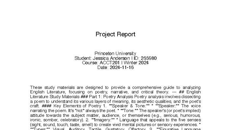 ACCT201 Winter 2024: English Literature Poetry Analysis Notes - Studocu
