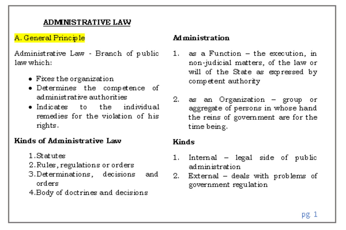 ADMINISTRATIVE LAW 101: Key Principles and Agency Functions - Studocu
