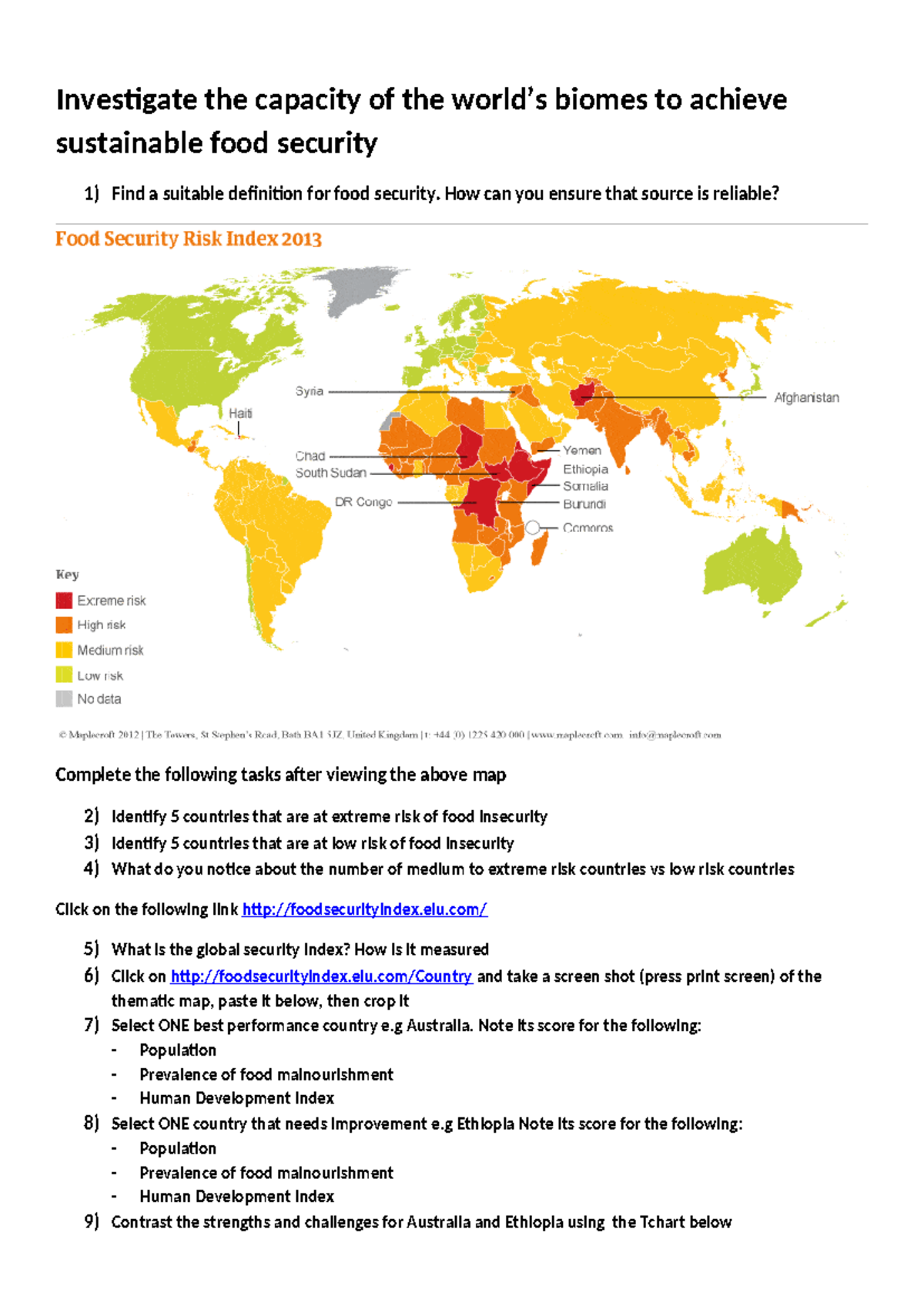 Food Security Analysis & ICT Strategies (Course Code: 1) - Studocu