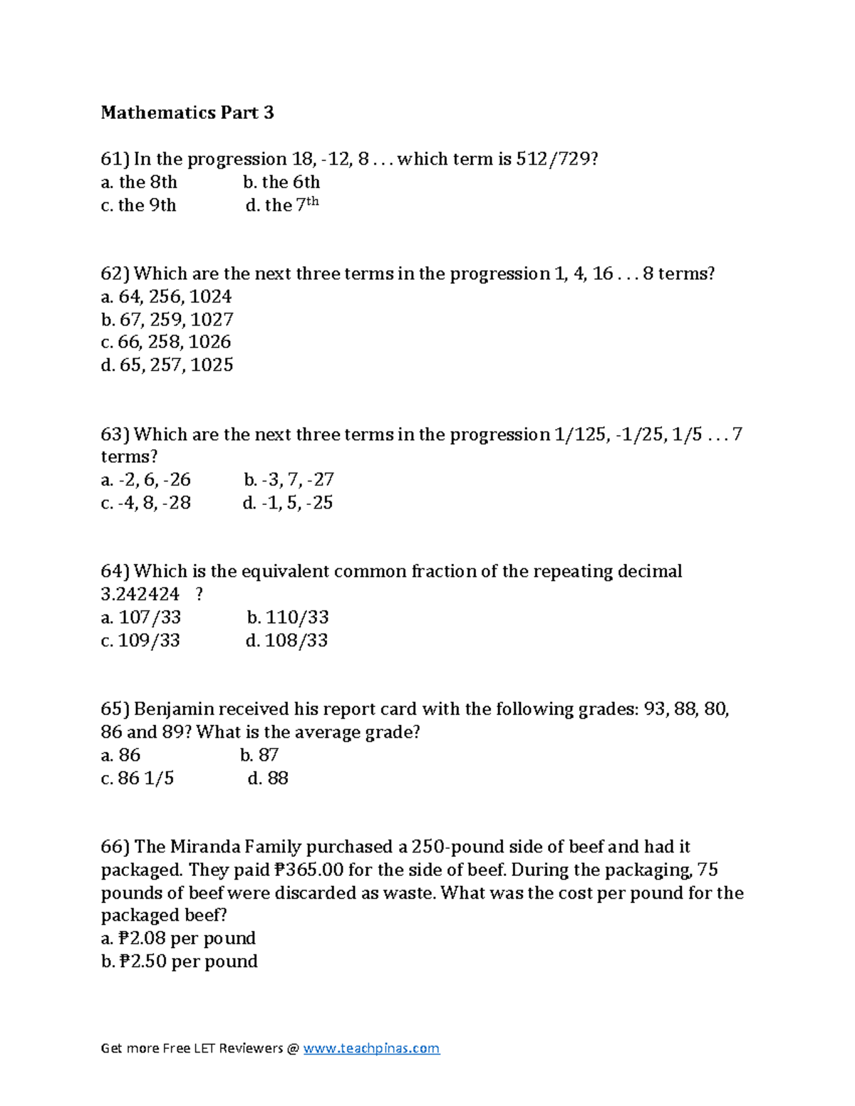 Mathematics Part 3: Review Notes for Final Exam Preparation - Studocu