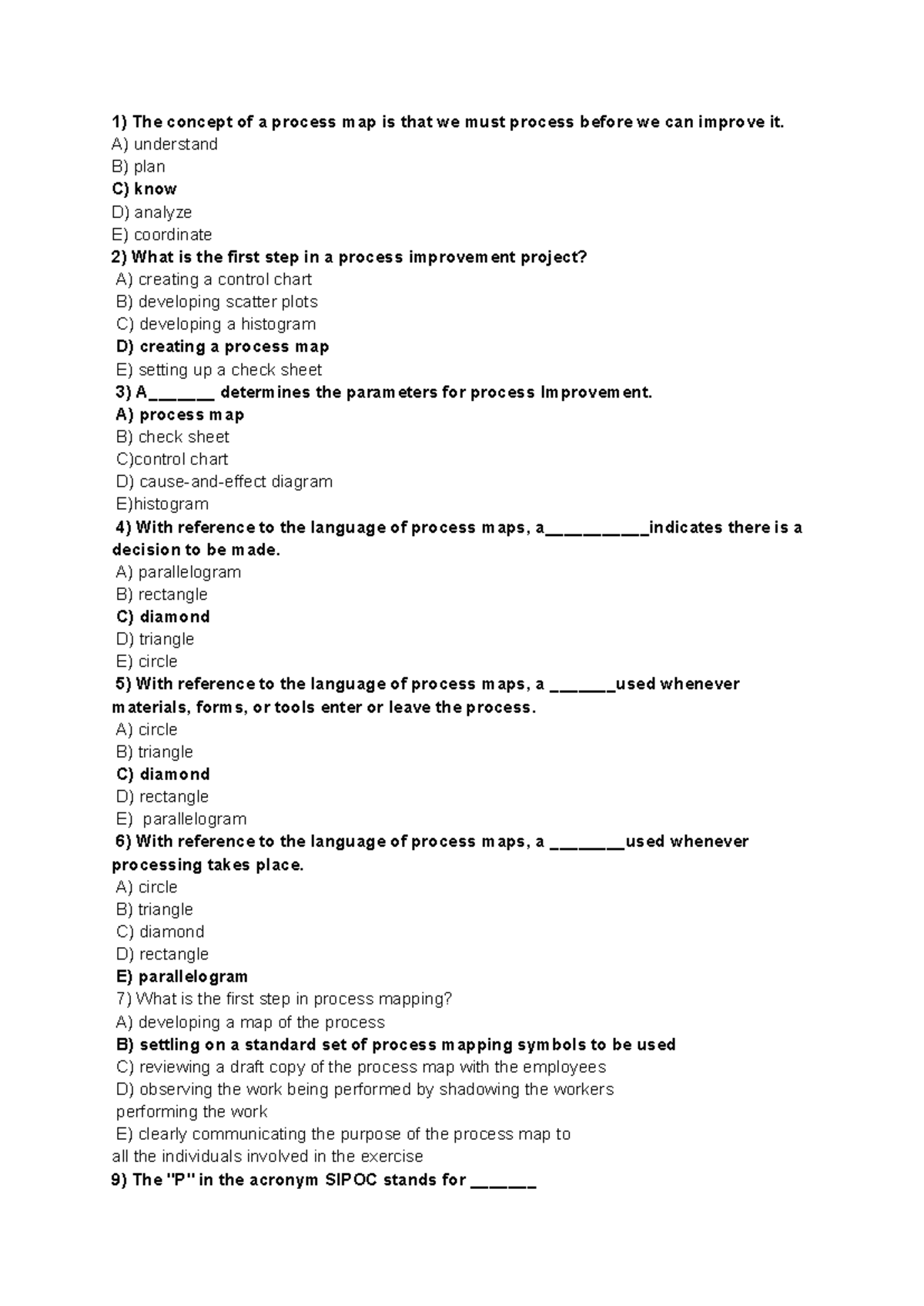 Process mapping and improvement concepts for course code 7 - Studocu
