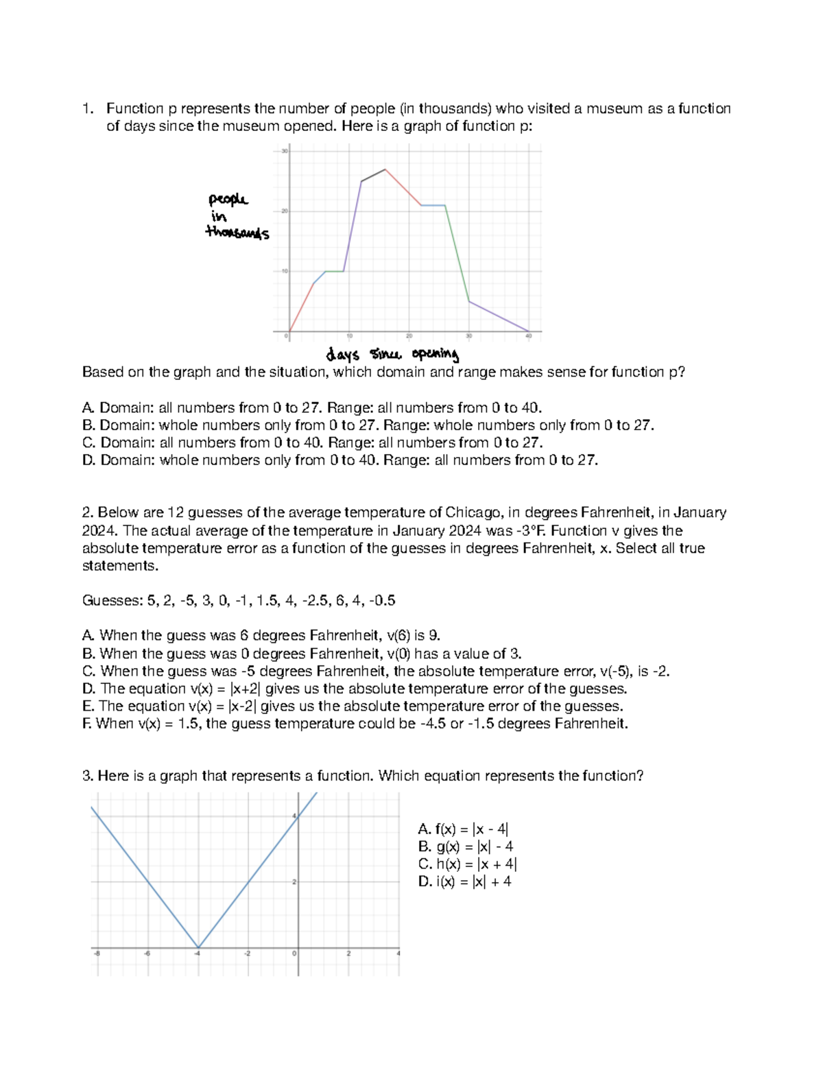 Mathematics Functions Review: Concepts, Equations, and Graphs ...