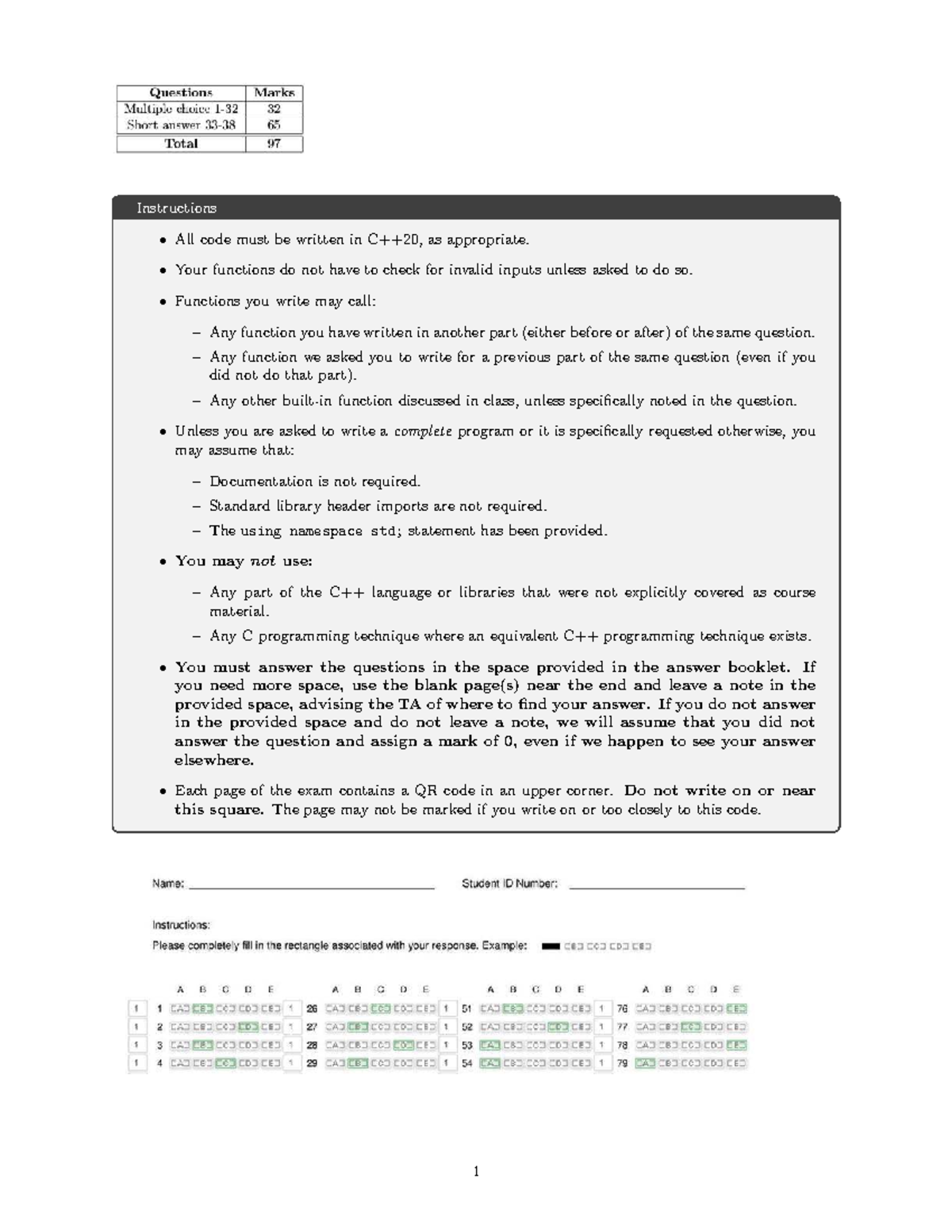 Final Exam Instructions for Programming Course: Code Writing Guidelines ...