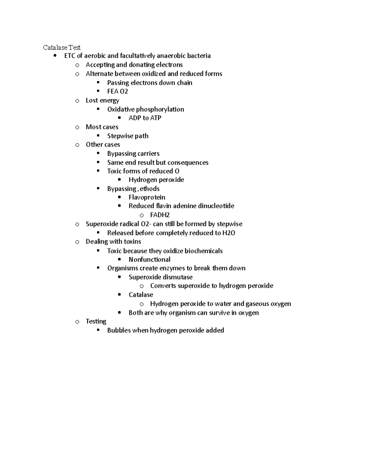 5 4 Catalase Test - LAB - Catalase Test ETC of aerobic and facultaively ...