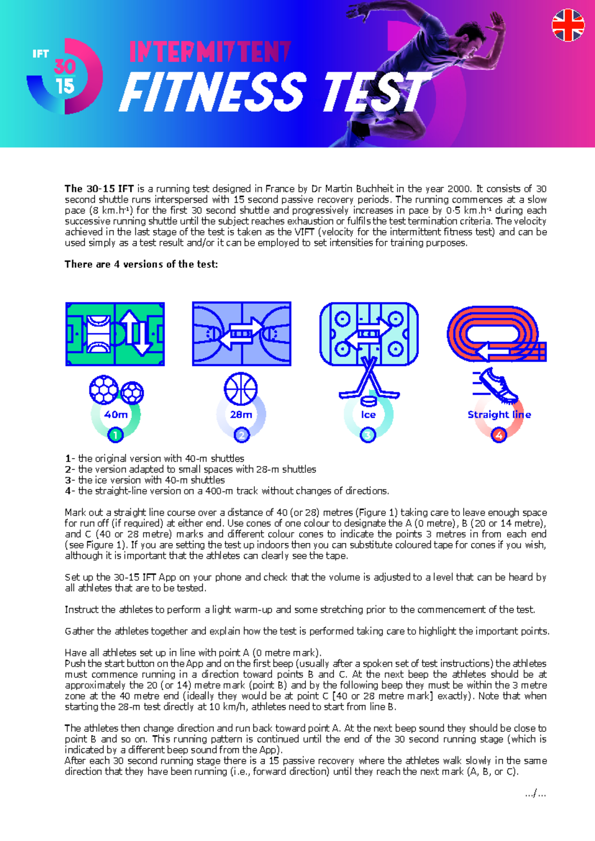 IFT Running Test Protocol: Detailed Guidelines and Setup - Studocu