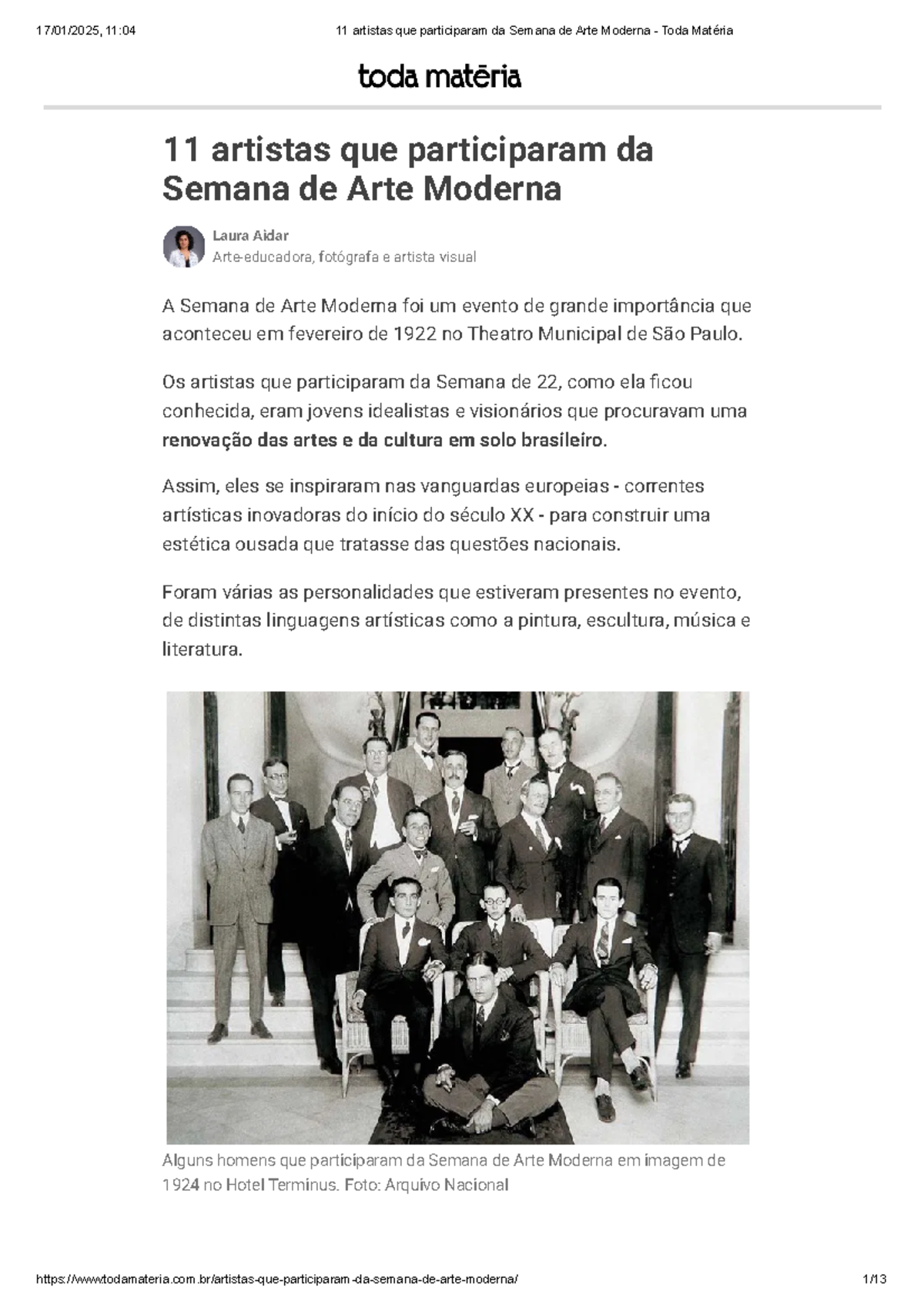 11 artistas que participaram da Semana de Arte Moderna - Toda Matéria ...