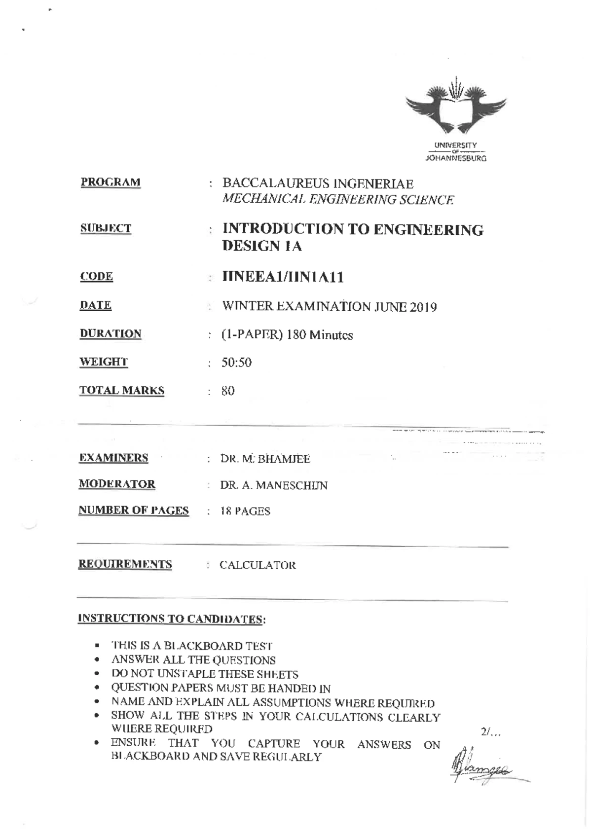 IINEEA 1 Assignment 1: Intro to Engineering Design 1A 2024 - Studocu