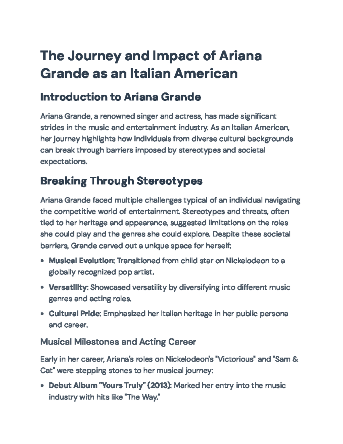Ariana Grande: Overcoming Stereotypes as an Italian American Icon - The ...