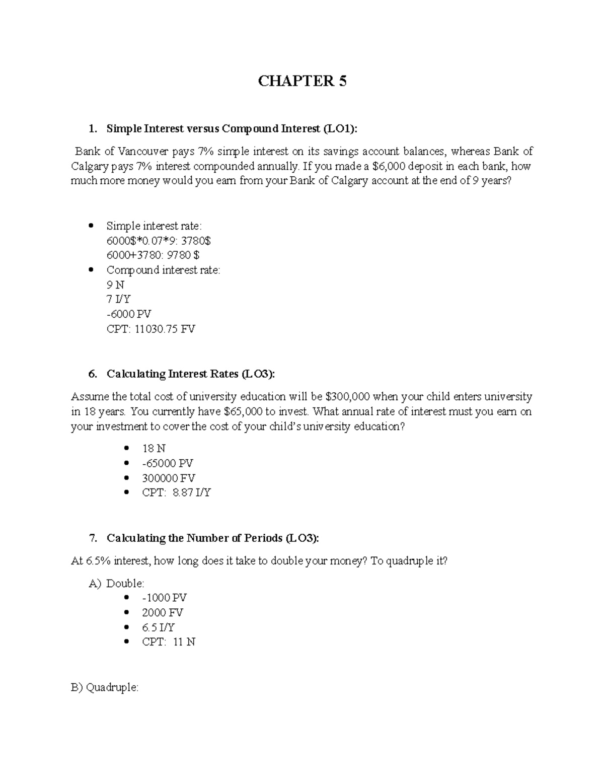 FNCE-WEEK 2- Assignment - CHAPTER 5 Simple Interest versus Compound ...