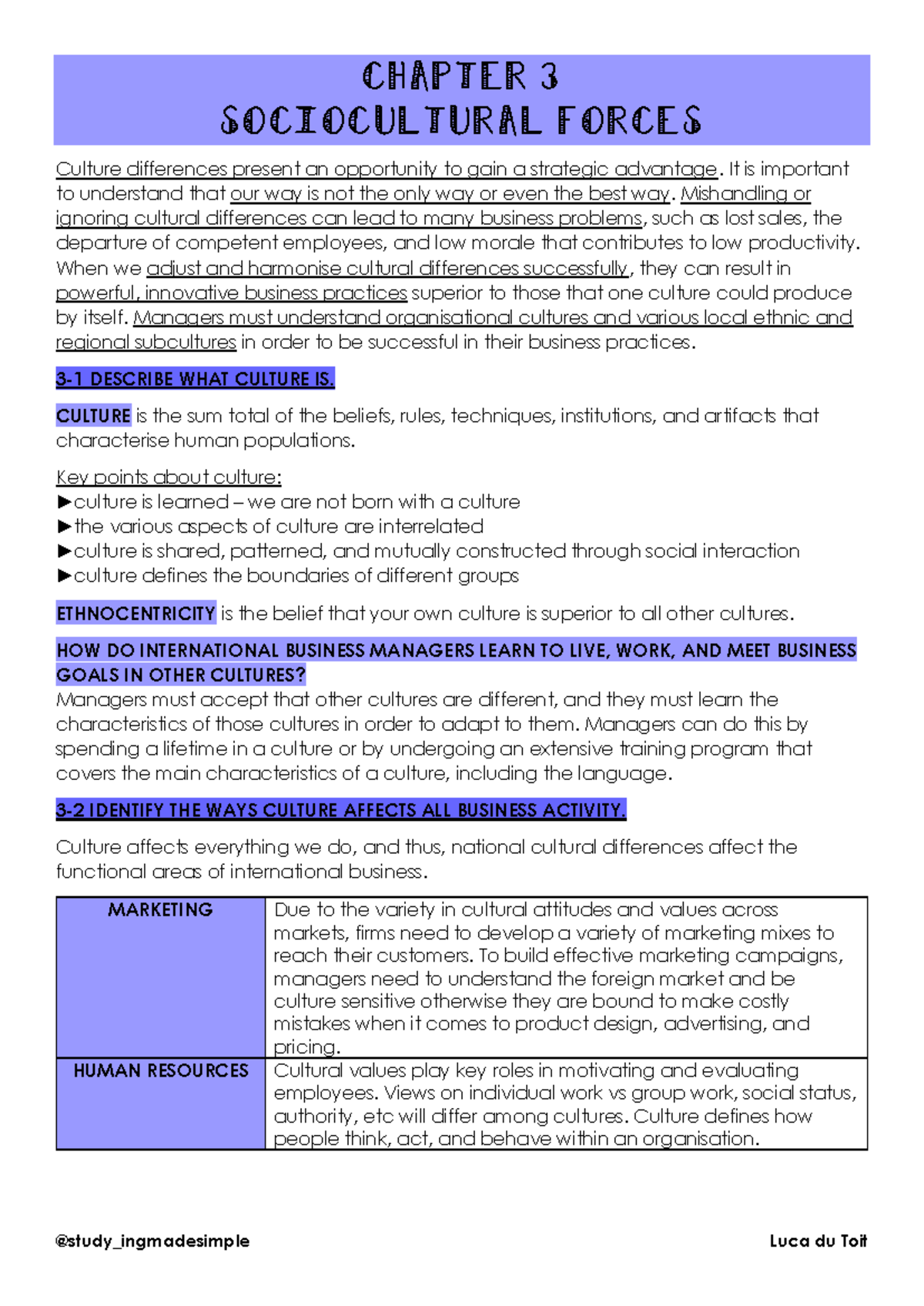 Chapter 3(unit 4) OBS359 - CHAPTER 3 SOCIOCULTURAL FORCES Culture ...