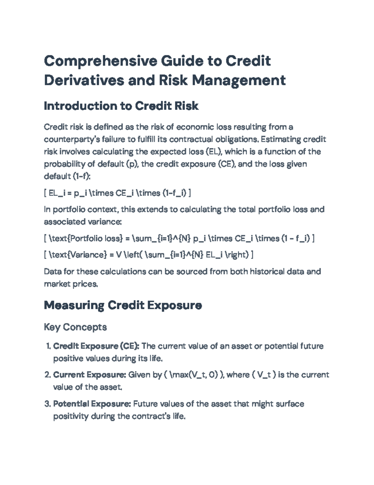 Comprehensive Guide to Credit Derivatives and Risk Management ...