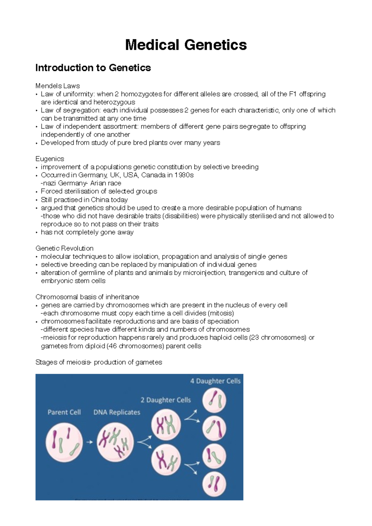 Medical Genetics (MED101) - Comprehensive Lecture Notes Summary - Studocu