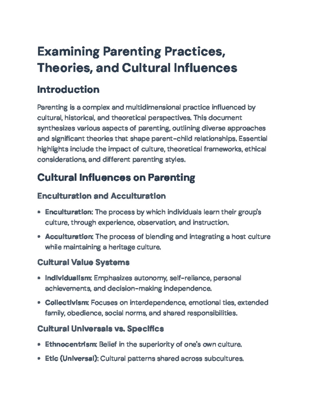 Parenting Practices, Theories, and Cultural Influences - Overview ...