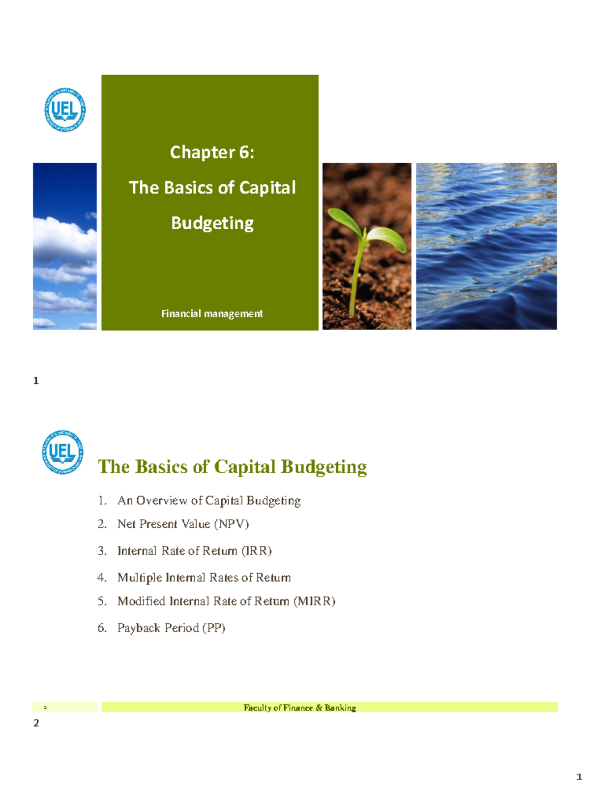 Chapter 6: Fundamentals of Capital Budgeting in Financial Management 1 ...