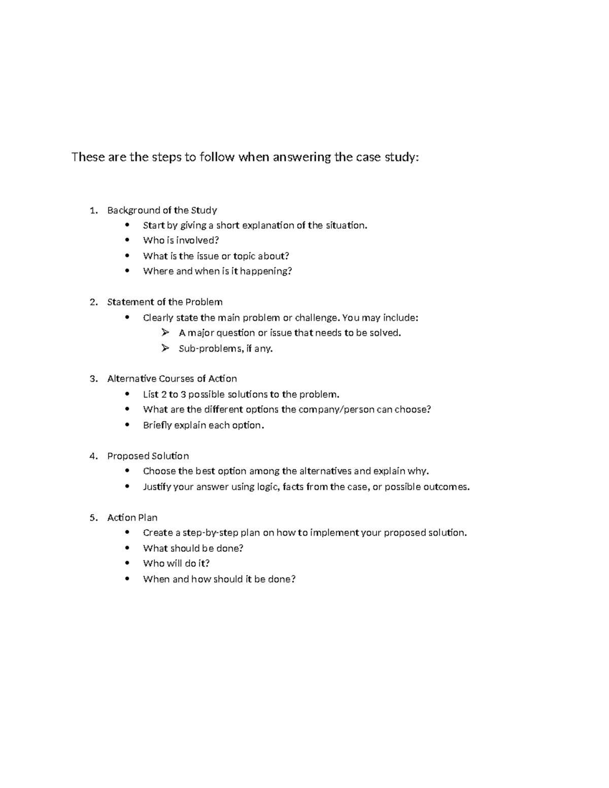 Case Study Guidelines: Steps for Effective Analysis and Solutions - Studocu