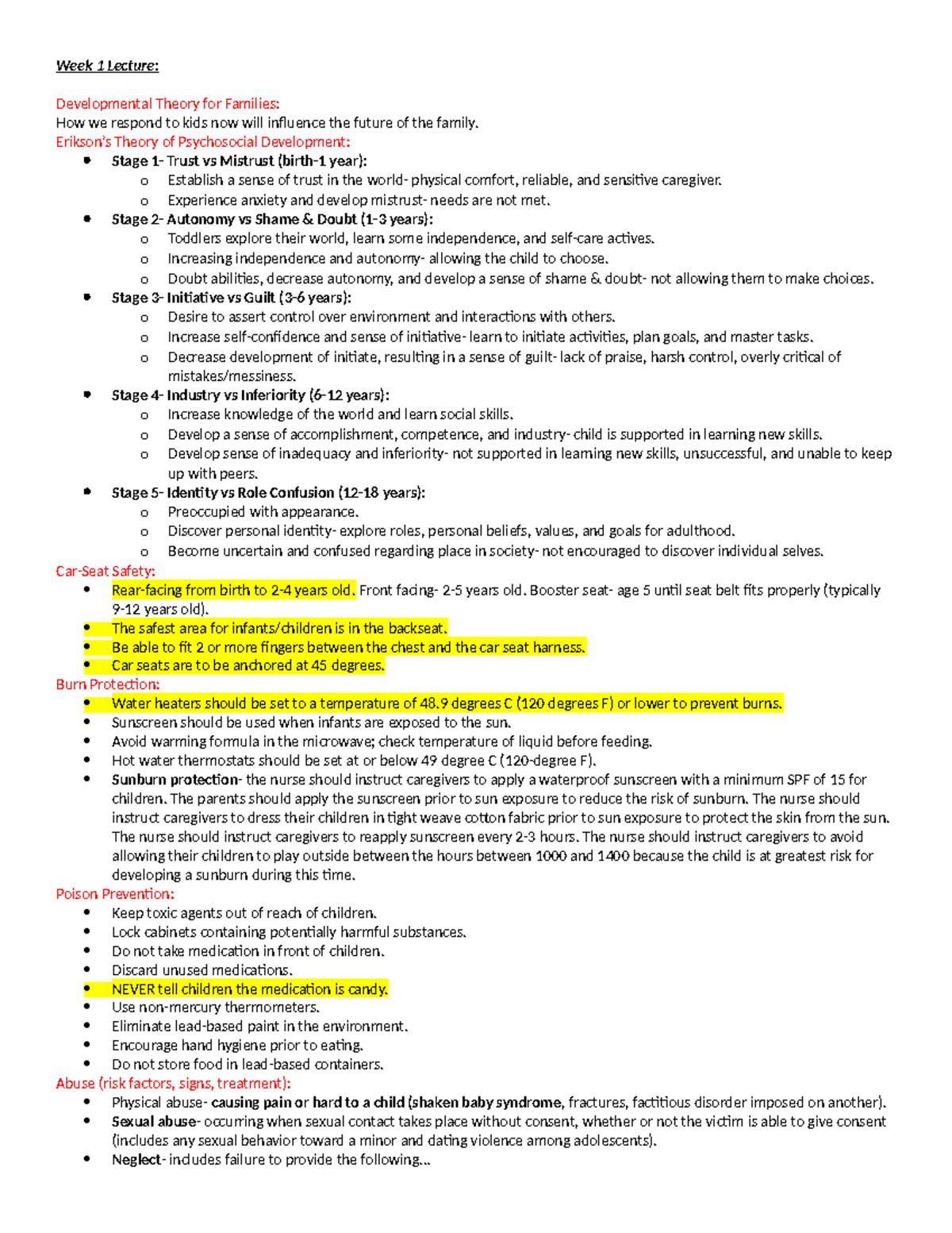 PEDS 101 Final Exam Study Guide: Child Development & Safety - Studocu