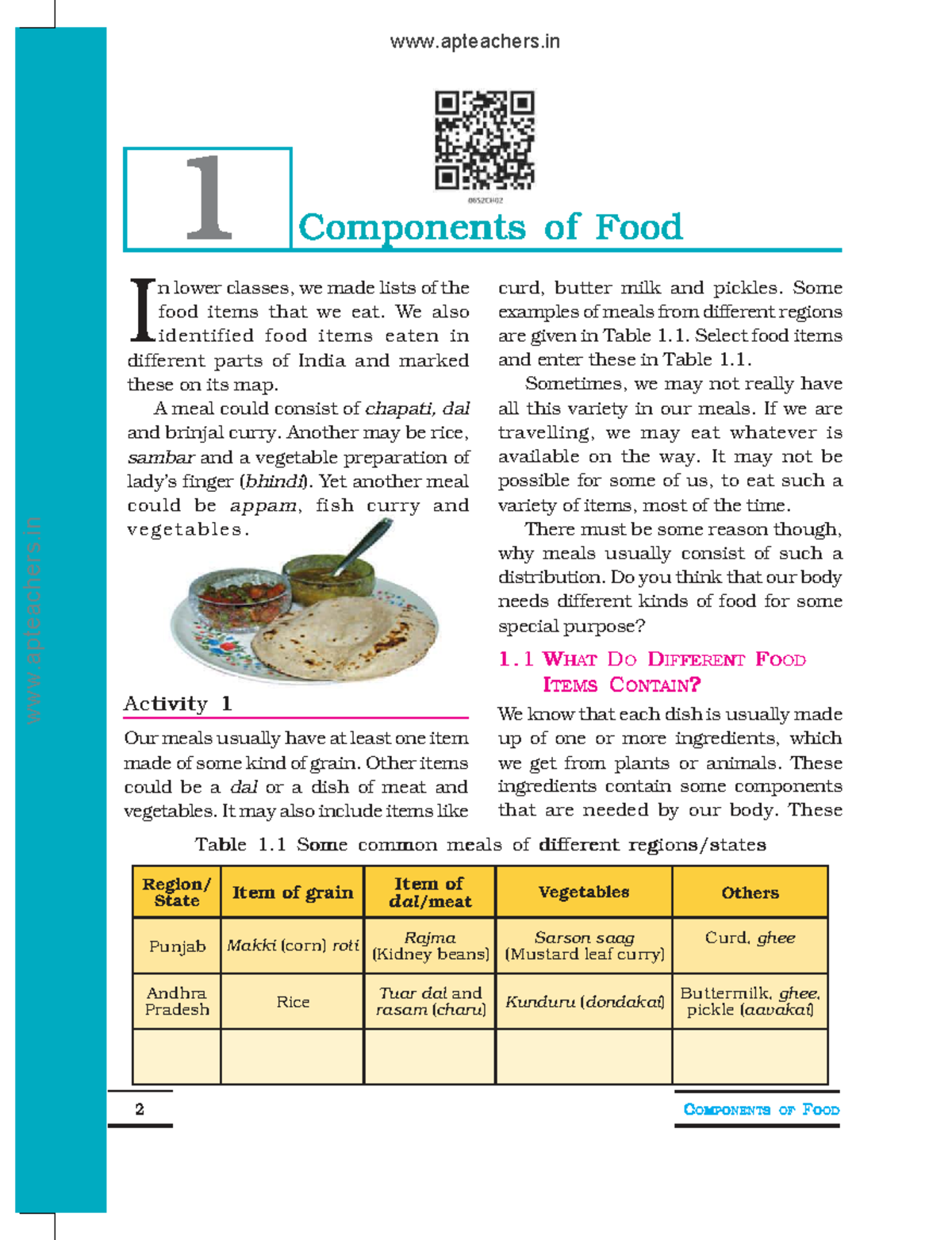 Components of Food: Understanding Nutrients and Balanced Diet (6 Gen ...