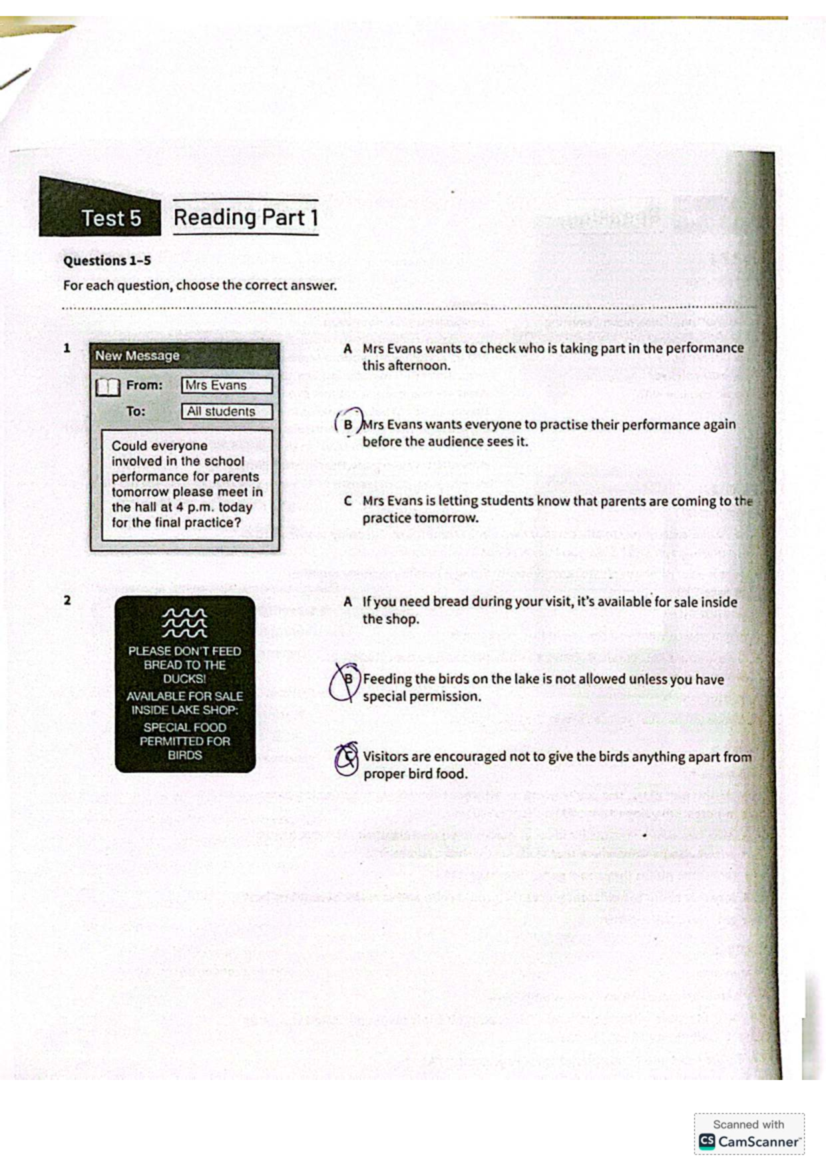 Test 5 Reading & Listening Questions: Comprehensive Guide - Studocu