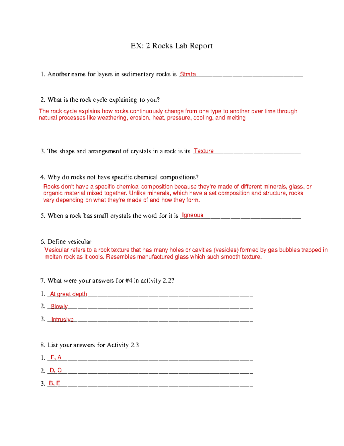 Lab Report 2 - Sedimentary and Metamorphic Rocks Analysis - Studocu