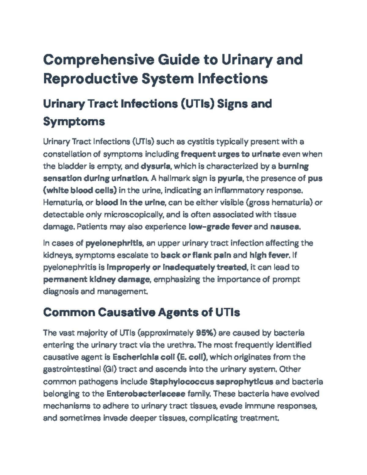 Comprehensive Overview of Urinary and Reproductive Infections ...